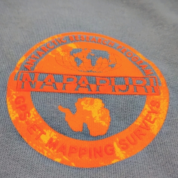 Napapijri | Mens Blue Grey Crewneck Sweatshirt Orange Napapijiri Logo MEDIUM - Picture 2 of 15